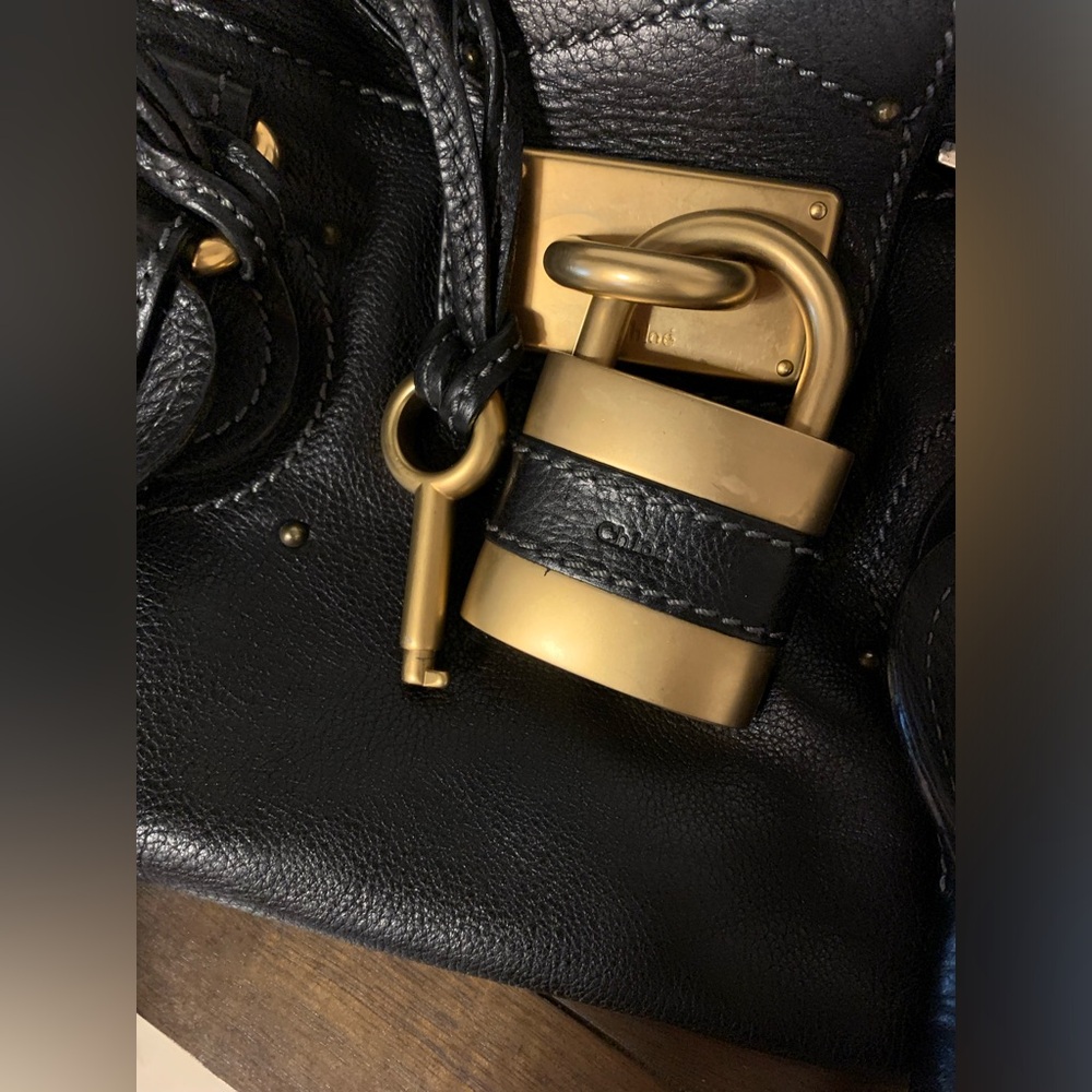 Chloe Paddington Hand Bag Leather Black Gold Authentic - pre owned - Picture 11 of 17
